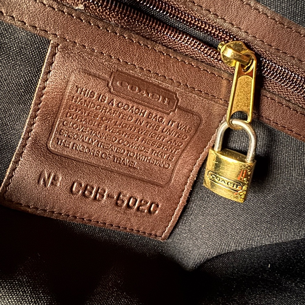 Coach Black and Brown Men's Bag with Gold Accent